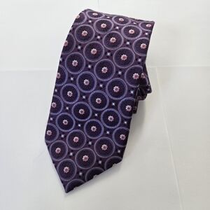ERMENEGILDO ZEGNA Purple‎ Pink Abstract Floral 100% Silk Mens Tie Made In Italy